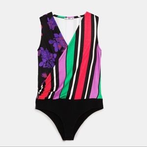 Zara Bodysuit - Contrasting Striped & Floral Print